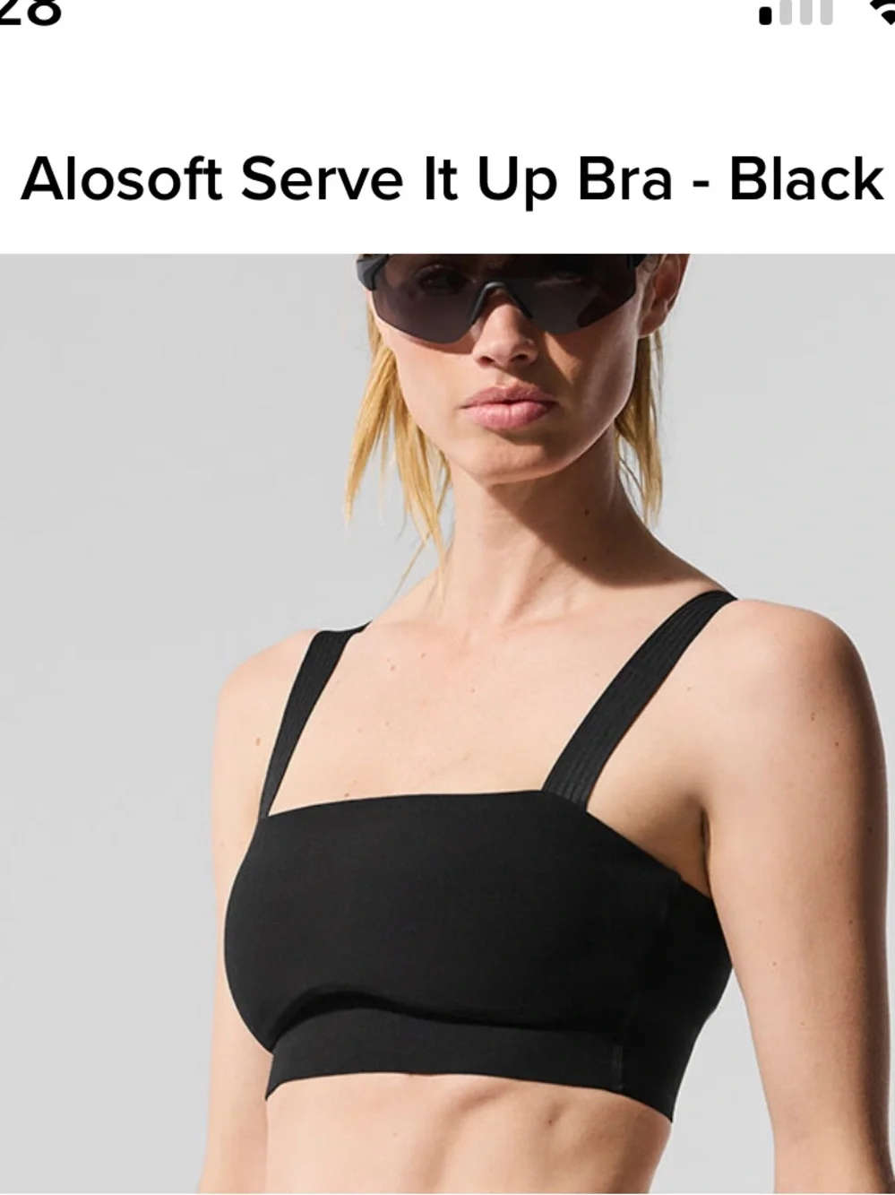 ALO Yoga Black Serve It Up Square-Neck Sports Bra